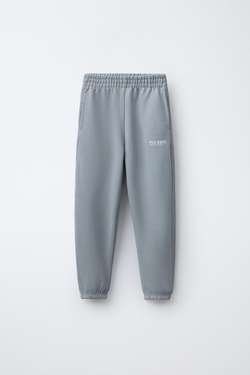 ZARA БРЮКИ-ДЖОГГЕРЫ С НАДПИСЬЮ, ЖЕМЧУЖНО-СЕРЫЙ