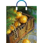 Пакет ПЭ с пластмассовыми ручками 38+3см(Новогодние сокровища) (комплект 5 шт)