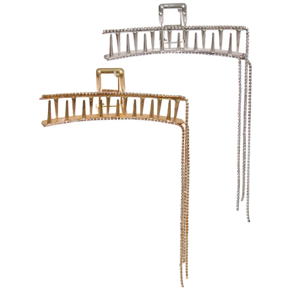 Заколка - краб для волос на блистере «ДЕ Палма», классика, цвет золото и серебро, 12*4см (пакет с подвесом)