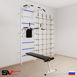 Шведская стенка Sv Sport усиленная 6050 (Турник стандарт/Брусья/Скамья/Канатный лаз)