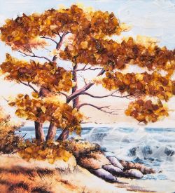 AMB-03/62 Картина «Красота природы» (с янтарной крошкой) H-32см