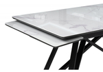 Стол стеклянный Woodville Вилсон 140(200)х80 белый мрамор, черный, ножки черные