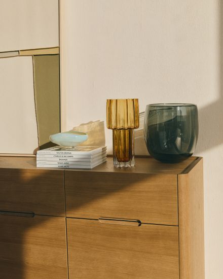 Ваза Sirau из серого стекла, диаметр 24 см