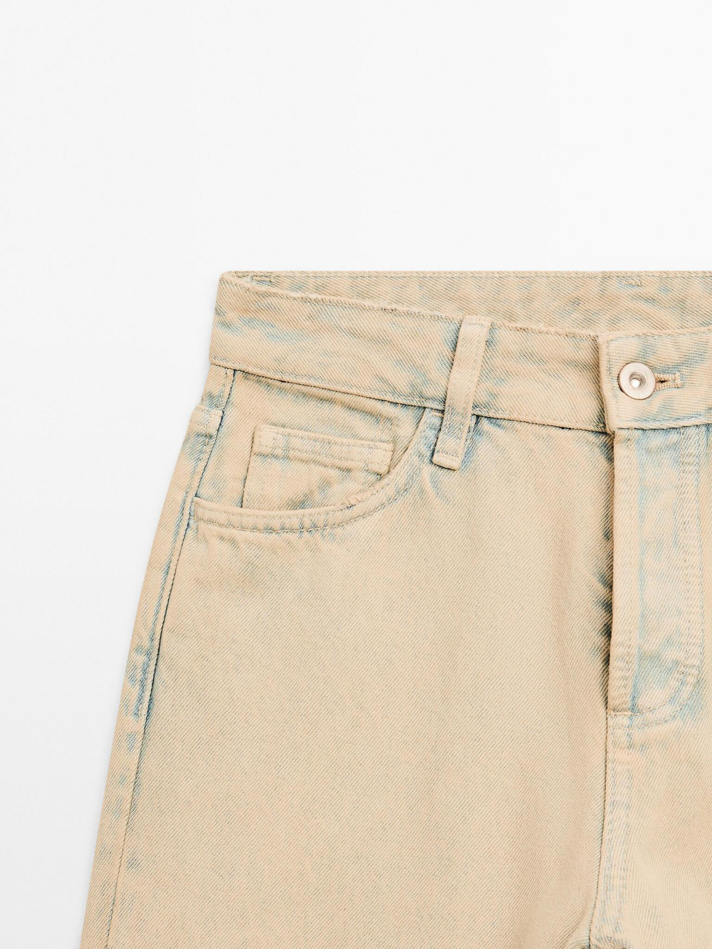 Massimo Dutti Хлопковые джинсы со средней посадкой и широкими штанинами, синий