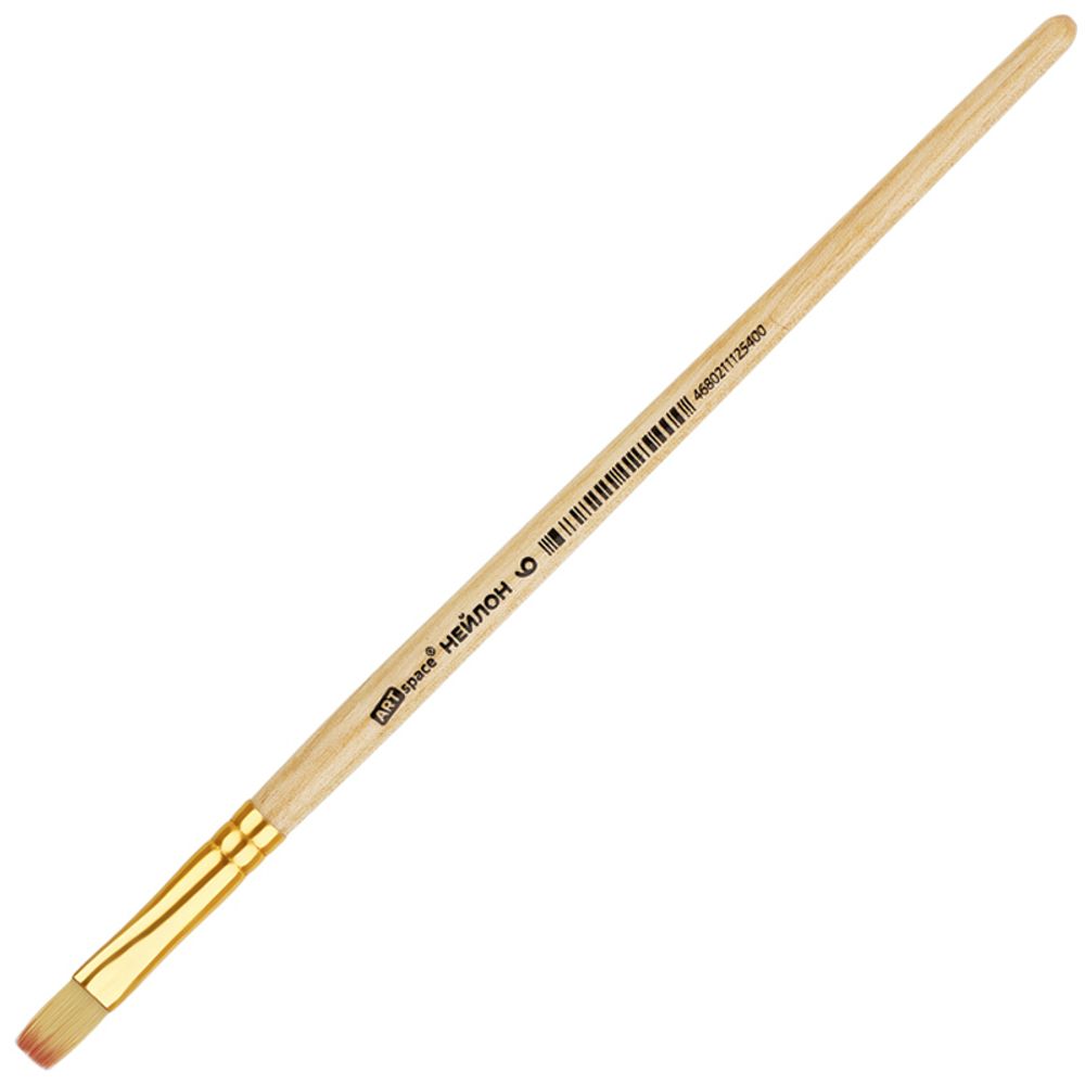 Кисть нейлон, ArtSpace, плоская №06, пакет, европодвес