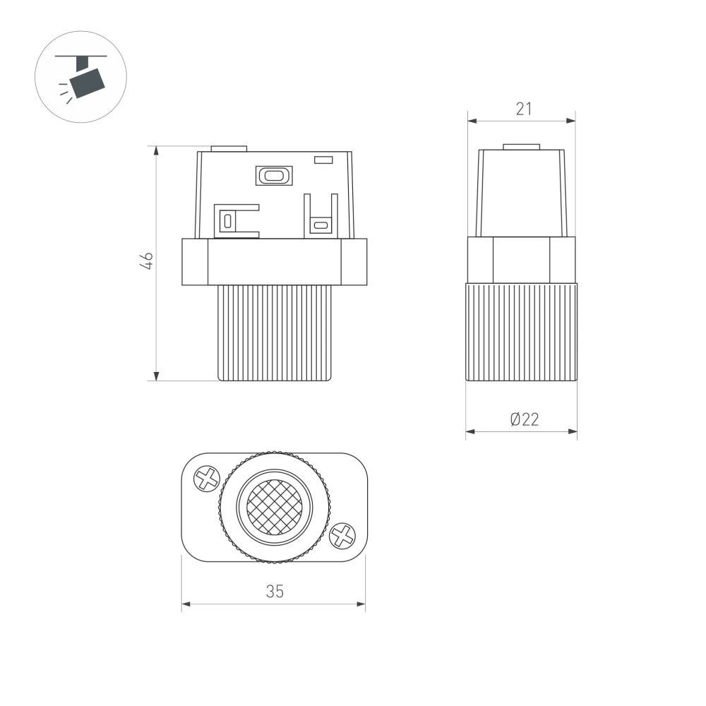 Светильник MAG-ORIENT-BABY-R22-2W Warm3000 (BK, 24 deg, 48V) (Arlight, IP20 Металл, 5 лет) 043296
