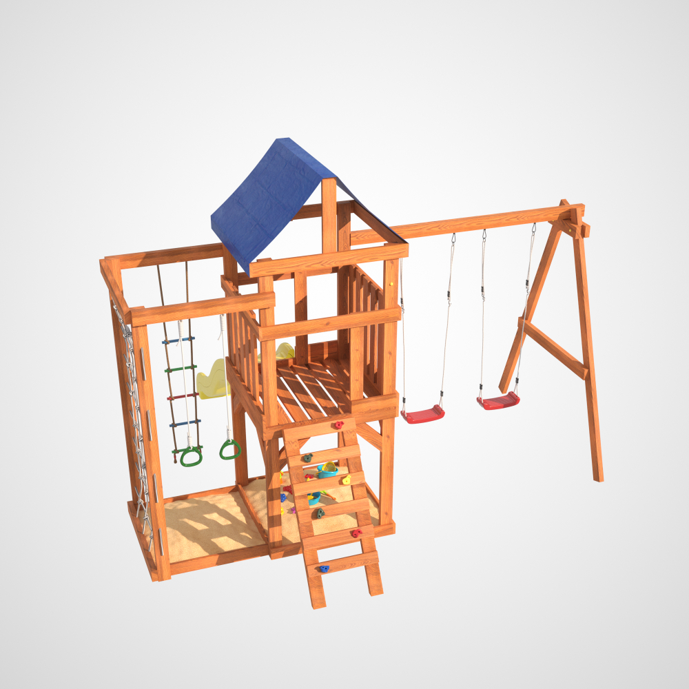 Детская площадка Fun Land с сеткой стенкой и качелями