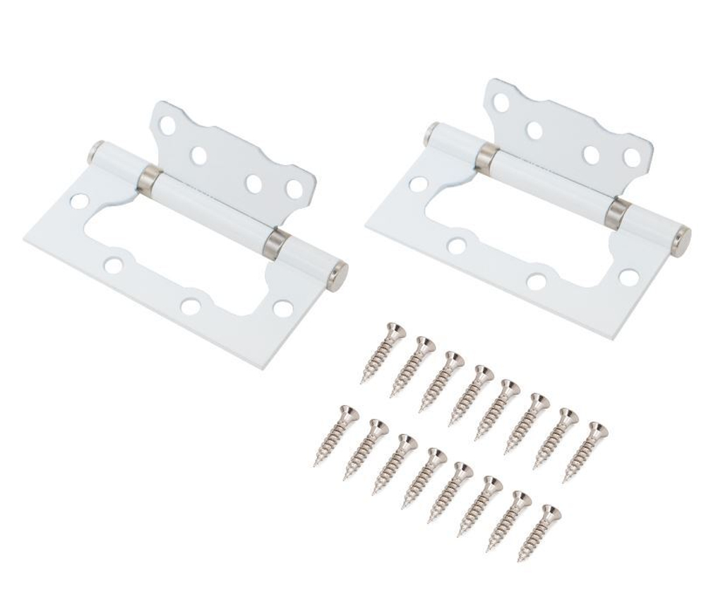 Петля  БЕЗ ВРЕЗКИ  АЛЛЮР  накл. 2BB WW белая (цена за 2шт) 100*75  2 подш. БЛИСТЕР  / 1 048