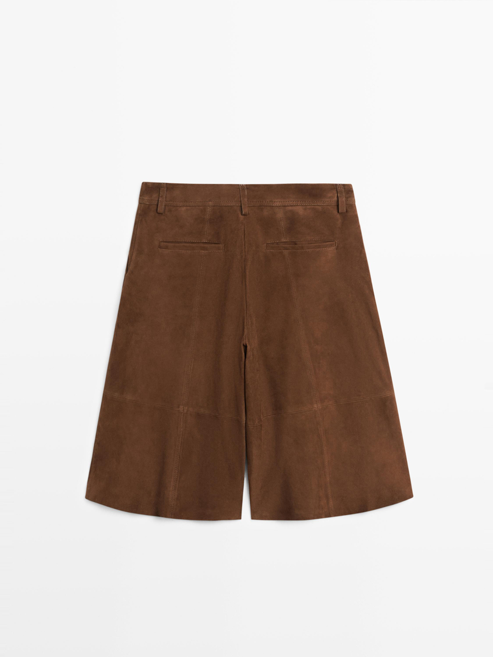 Massimo Dutti Длинные замшевые кожаные шорты-бермуды, коричневый