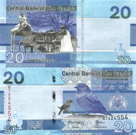 Гамбия 20 даласи 2019 - 2023 Сельскохозяйственная машина UNC