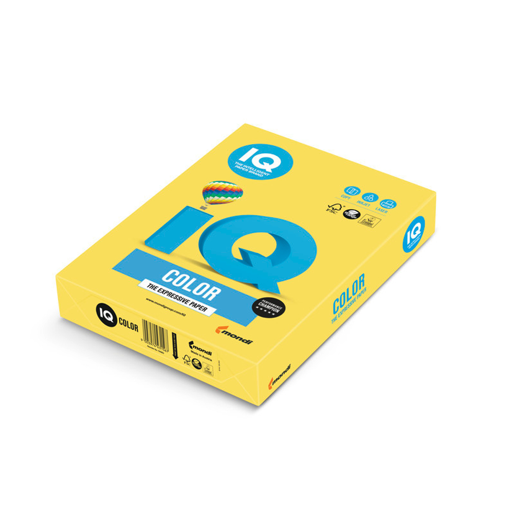 Бумага цветная для офисной техники IQ Color канареечно-желтая CY39 (А4, 80 г/кв.м, 500 листов)