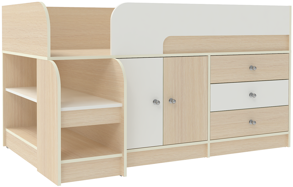 Кровать-чердак КарИВи Астра 9, 1  Дуб Молочный Белый