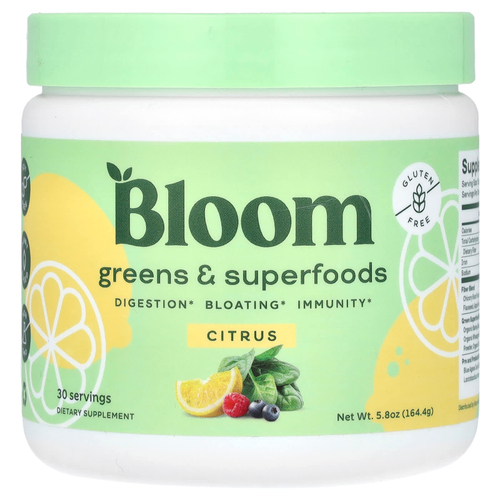 Bloom, Зелень и суперфуды, цитрусовые, 164,4 г (5,8 унции)