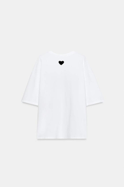 ZARA ФУТБОЛКА ОВЕРСАЙЗ С НАДПИСЬЮ, БЕЛЫЙ