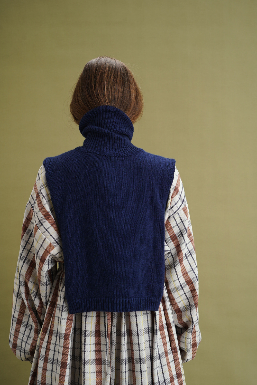 Манишка из кашемира с мериносом синего цвета ПРЕДЗАКАЗ