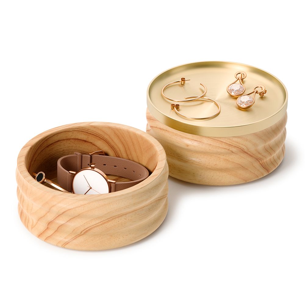 Шкатулка для украшений Tesora, натуральное дерево/латунь