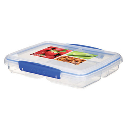 Контейнер прямоугольный трехсекционный 820мл Sistema Klip It синий