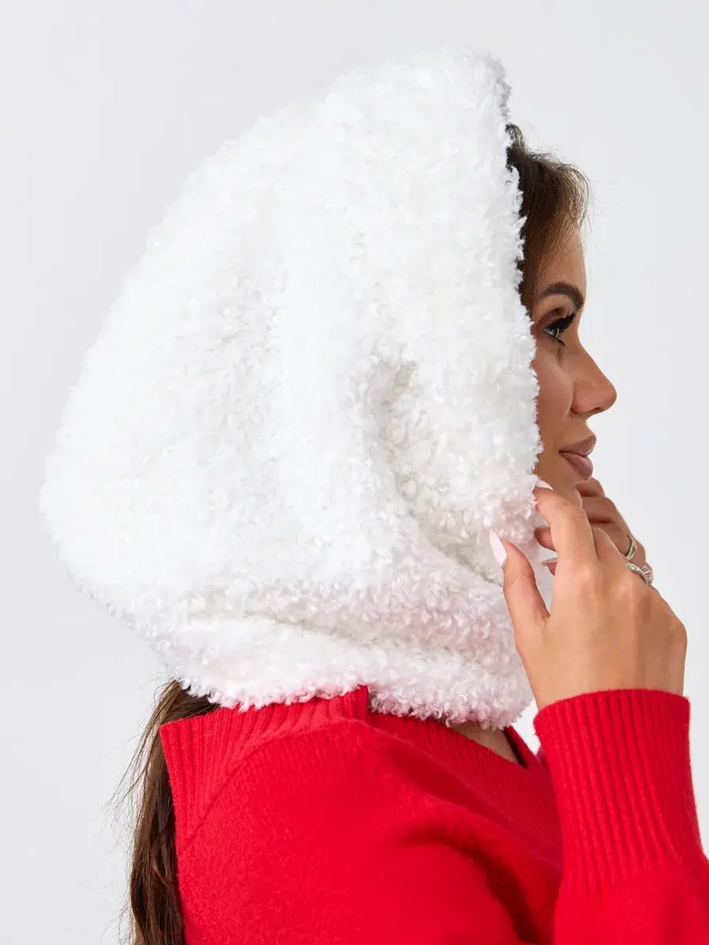 Капор зимний вязаный капюшон на флисе