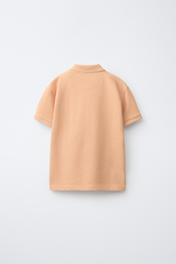 ZARA БАЗОВОЕ ПОЛО ИЗ ПИКЕ, ПЕРСИКОВЫЙ