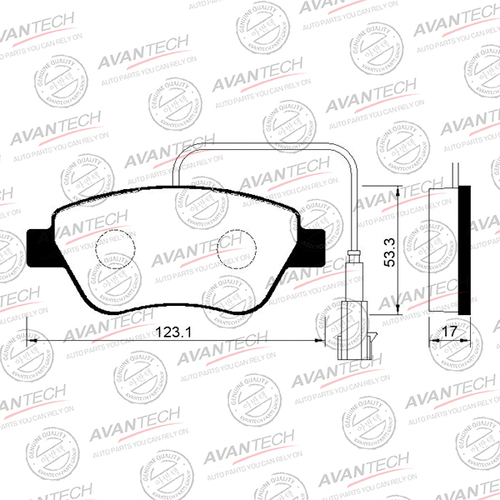 Колодки тормозные дисковые Avantech передние (С датчиком) Замена для арт. AV1605 AV094