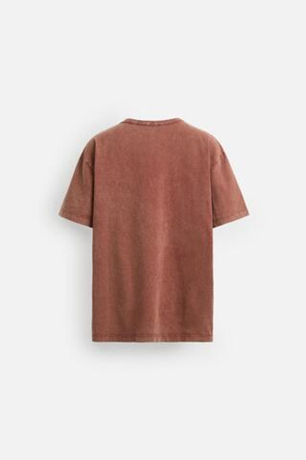 ZARA ФУТБОЛКА С КОНТРАСТНЫМ ПРИНТОМ, КРАСНЫЙ