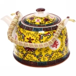 Чайник заварочный керамический 700мл с ситом «Китайские мотивы» желтый