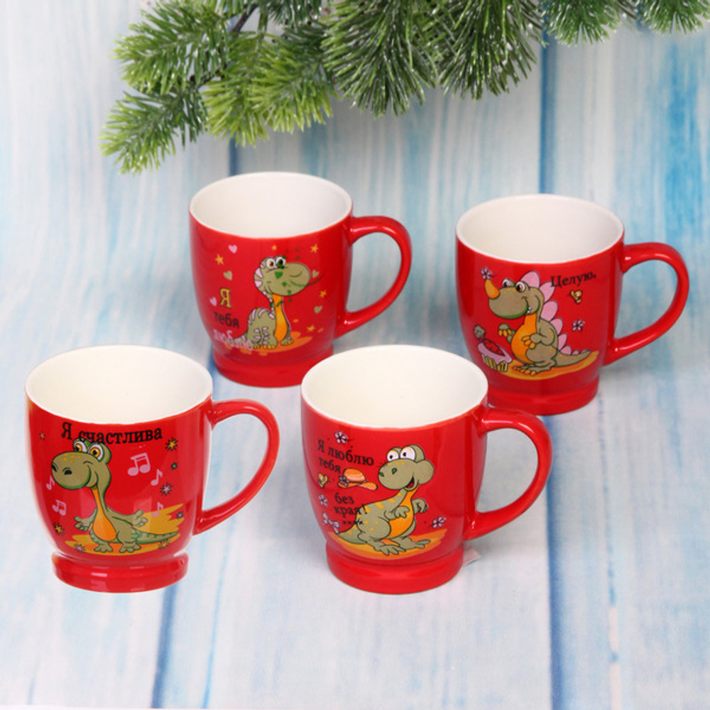 Кружка керамическая 210мл «Влюбленный Дракоша», красная