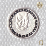 10 марок. 250 лет со дня смерти Иоганна Себастьяна Баха (D). Серебро. 2000 г. PROOF. В родной запайке