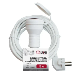 Удлинитель электрический DORI с защитой от влаги (5 м, ПВС 3х0,75 мм2, IP44)