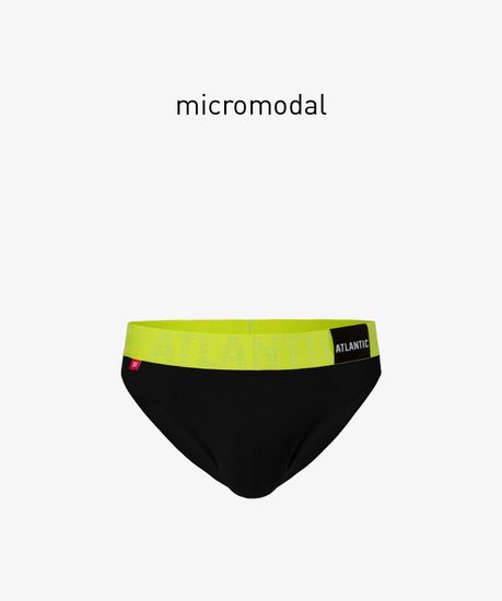 Мужские трусы слипы спорт Atlantic MP-1566, черно-зеленые
