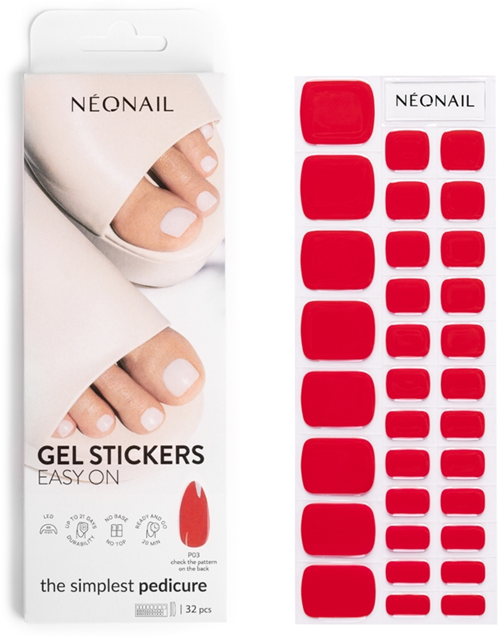 NEONAIL Easy On Gel Stickers - Наклейки на ногти для использования с УФ/СВ-лампой оттенок P03, 32 szt.