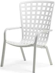 Уличное кресло Folio белое с зеленой подушкой