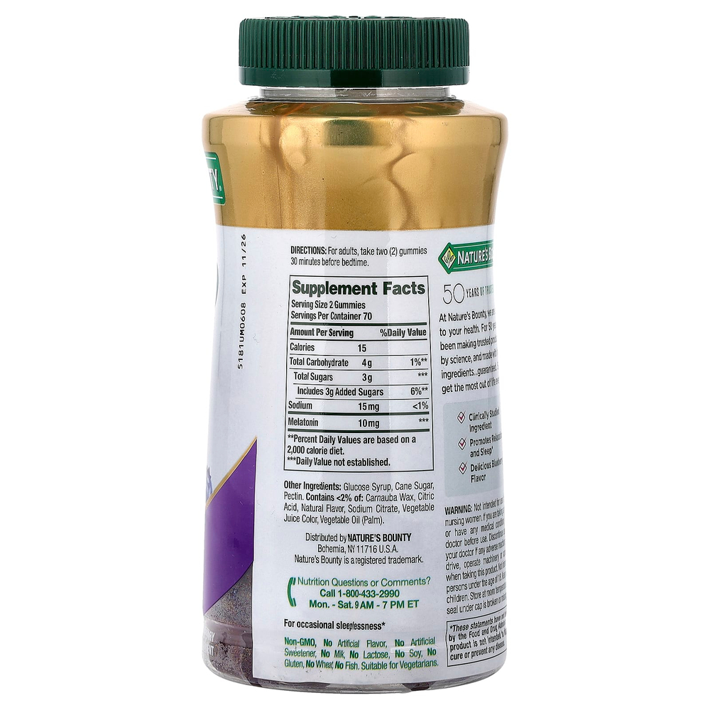 Nature's Bounty, жевательные таблетки для сна, со вкусом голубики, 140 жевательных таблеток