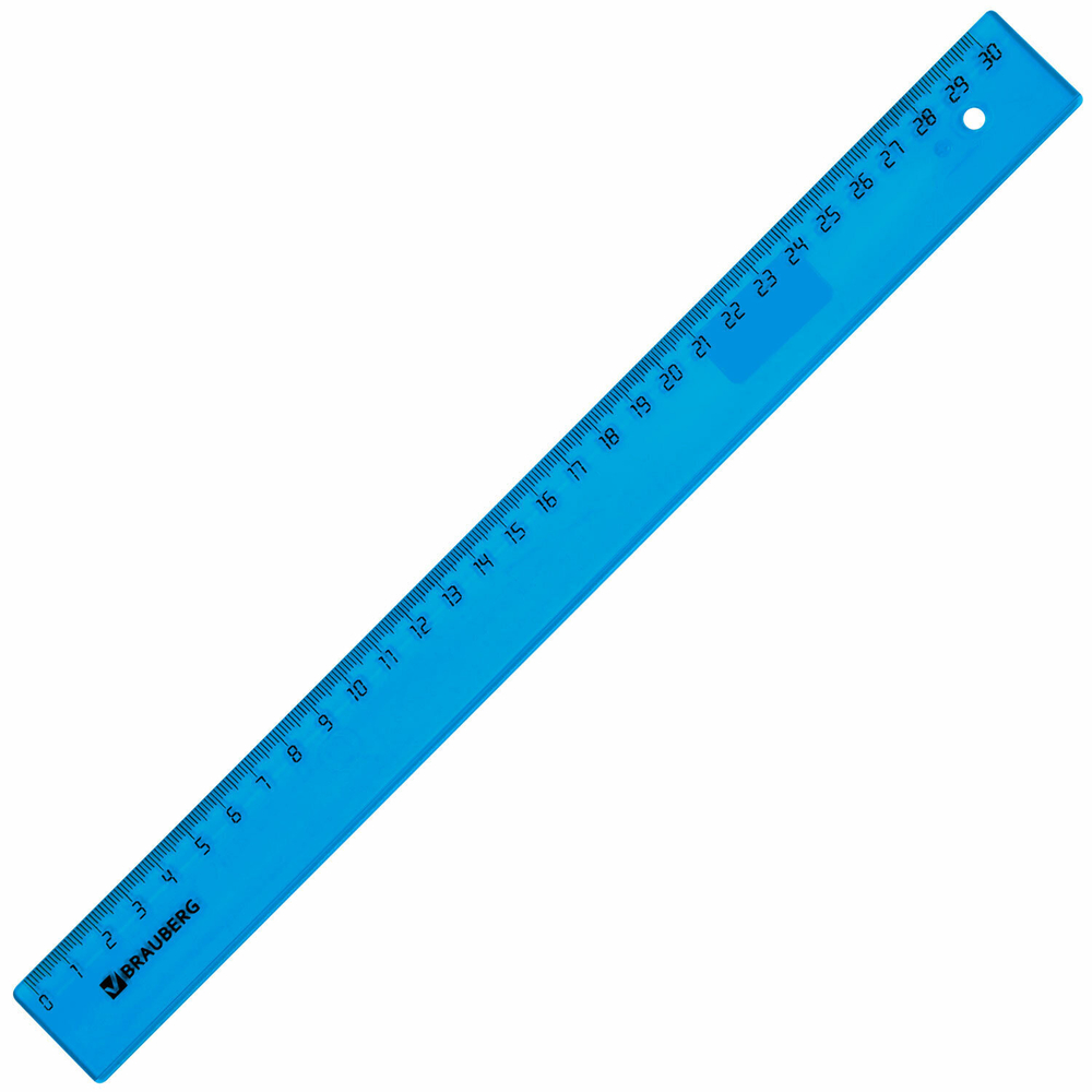 Линейка пластиковая 30 см BRAUBERG прозрачная тонированная (40 штук в упаковке)