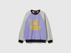 Benetton Толстовка свободного кроя из 100% хлопка с принтом Stranger Things, серый