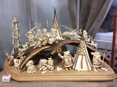 Скульптурная композиция "Тюменский север", рог лося, цевка