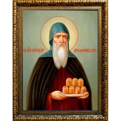 Спиридон Печерский, преподобный просфорник. Икона на холсте.