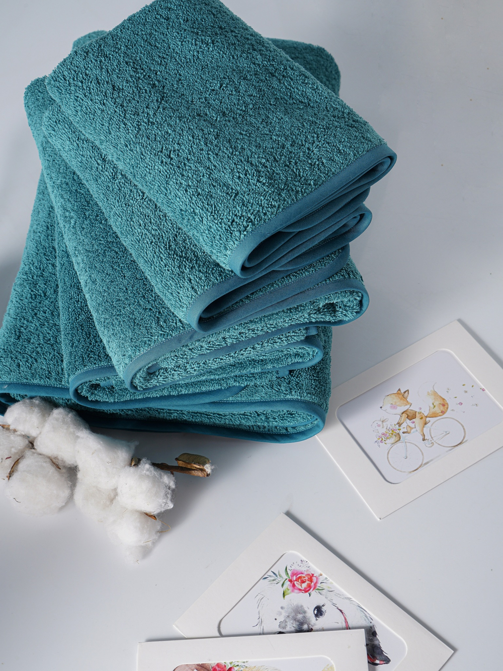 Набор полотенец 3шт Claire Batiste Atelier Ile бирюзовый темный