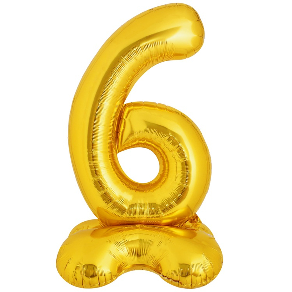 Шар фольгированный Цифра 6 127 см (Золотой)