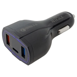 Автомобильное зарядное устройство FY-206 (12V-24V, USB 2/TYPE-C:5V-Max 2.4A, QC3.0: 5V/3A,9V/2A,12V/1.5A) KING FY-206