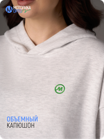 Худи с капюшоном женская ТР, белый меланж