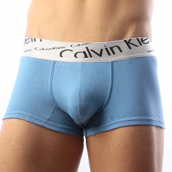 Мужские трусы боксеры голубые с косой резинкой  Calvin Klein Steel Boxer Italics Blue