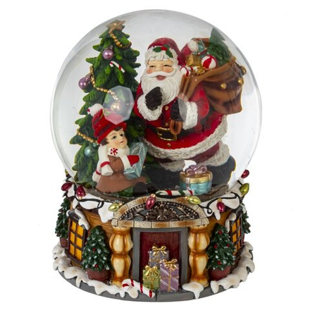 GAEM Фигурка декор в стекл шаре "Санта" (муз с ключ), D 15 см, L15 W15 H20,5 см