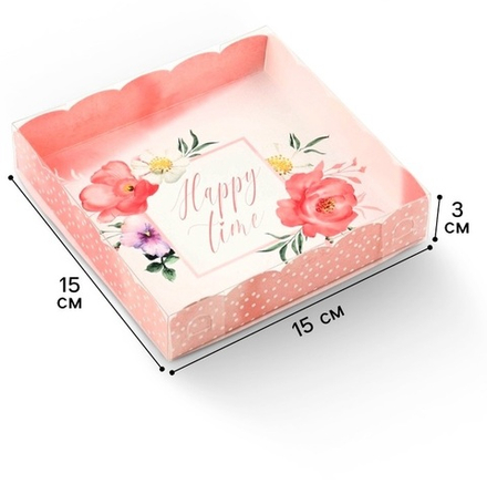 Коробка для печенья,  Happy time, 15×15×3 см