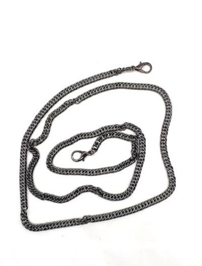 Цепочка для сумки с карабинами, ш. 6 мм, L 120 см, тёмный никель