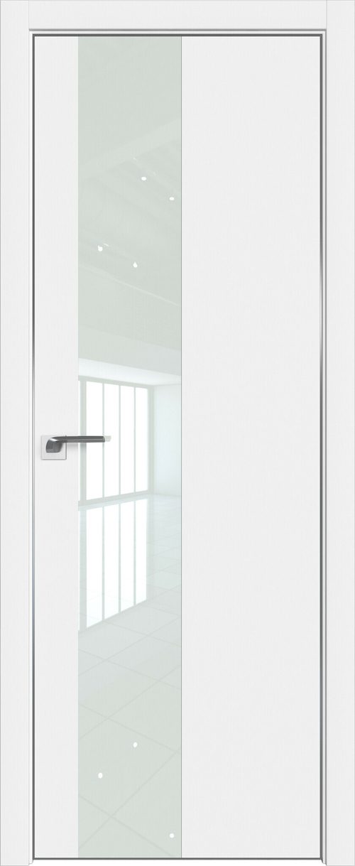 [ТОВАРА НЕТ В НАЛИЧИИ] Дверь межкомнатная Профиль Дорс 5 E (кромка алюминиевая матовая), цвет аляска, полипропилен, стекло белый лак