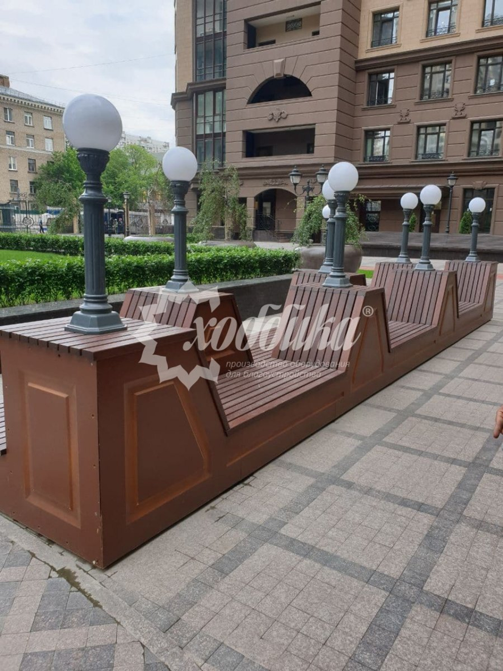Скамейка стальная с фонарями «Лайт»