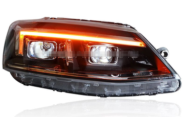 Передние фары Джетта 6 2011-2019 V13 type [Комплект Л+П; ходовые огни; биксеноновая линза Хелла 5R; электрокорректор; светодиодный поворотник]