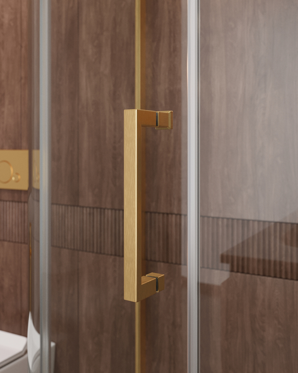 Душевой уголок Cezares MOLVENO-RH-11-120/110-C-Cr-IV, 120х110х195, профиль брашированное золото, прозрачное стекло