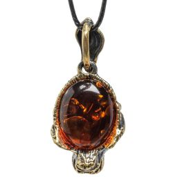 AM-1685 Подвеска «Тигр» (латунь, янтарь)